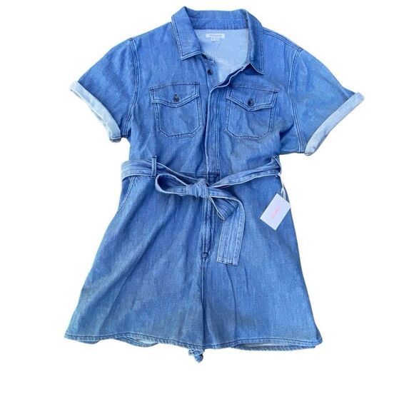 Good American Cotton Denim Short Jumpsuit Romper Indigo Blue Size XXL (5) - Picture 1 of 7